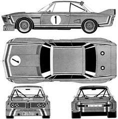 an old car is shown in three different views, including the top and bottom half