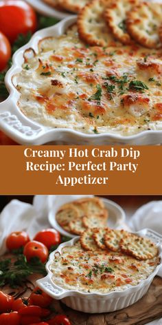 creamy hot crab dip recipe perfect party appetizer with crackers on the side