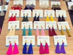 Add the ultimate accessory to your favorite outfits with these colorful tassel earrings! Details: 24k Gold Plated Bronze High quality cotton thread Tassels Handmade in Colombia Dimensions: 1-3/4" L, Total L/Drop: 3" Style AB-S00 Tassels Handmade, Thread Tassels, Gold Statement Earrings, Tassel Earrings, Cotton Thread, Pink Yellow, Earrings Handmade, Tassel Necklace, Fashion Earrings