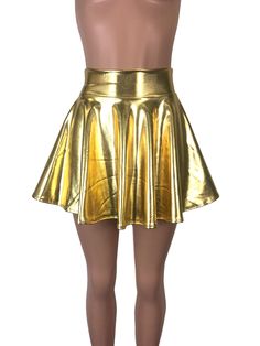 "**Due to SO MANY issues with USPS - we STRONGLY ENCOURAGE you to purchase the UPS Upgrade with your order located here: https://www.etsy.com/listing/926751536/ups-upgrade Made of stretchy metallic gold spandex, this circle skater skirt swings and twirls with movement. The skirt length is 15.5\" from top to bottom - but if you'd like it shorter, please say so in the comments. Womens Sizing (See below for instructions on where measurements should be taken) Extra Small (Size 0-2): Bust 31\"-32\" / Casual Outfits Athletic, Mini Circle Skirt, Beach Maxi Skirt, Butterfly Skirt, Long Floral Skirt, Athletic Skirts, Y2k Mini Skirt, White Tennis Skirt, Womens High Waisted Shorts