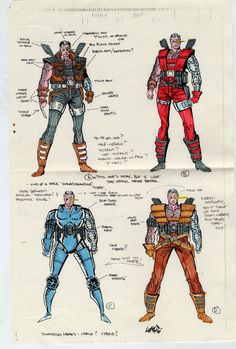 three different types of costumes for men in various poses and sizes, including one with an arm