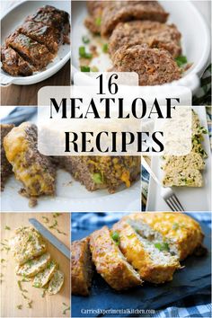 meatloaf recipe collage with text overlay that reads 16 meatloaf recipes