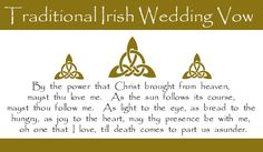 an irish wedding vows card with three celtic symbols and the words, traditional irish wedding vows