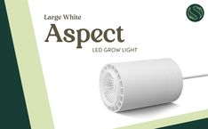 a white light with the words, large white aspect led grow light on it