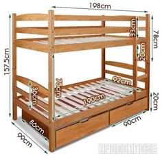 bunk bed with drawers and measurements