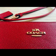 Brand New, Never Used. Nwot. Bright Red Coach Red Rectangular Wallet, Red Rectangular Coach Wallet, Red Coach Wallet With Removable Pouch, Coach Red Wallet With Removable Pouch, Elegant Red Coach Wallet, Chic Red Coach Wallet, Bags Coach, Bright Red, Wristlets