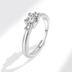 Size: Adjustable Opening Fashion Element: Round Style: Europe and America Elegant White Crystal Proposal Ring, Elegant Couple Rings For Proposal, Adjustable Silver Diamond Ring For Proposal, Elegant Adjustable Crystal Ring For Proposal, Elegant Adjustable Ring For Proposal, Elegant Open Couple Rings For Proposal, Elegant Adjustable Couple Rings For Proposal, Couple Proposal, Proposal Rings