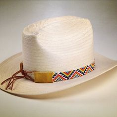 Bright & Colorful Beaded Cowboy Hatband Bead Loom Cowgirl Adjustable Multicolor Hat For Western-themed Events, Adjustable Multicolor Western Straw Hat, Handmade Southwestern Multicolor Hats, Multicolor Bohemian Straw Hat For Rodeo, Bohemian Multicolor Straw Hat For Rodeo, Handmade Multicolor Southwestern Hats, White Beaded Hat Bands For Festival, Adjustable Bohemian Hat Bands In Natural Color, Traditional White Hat Bands For Rodeo