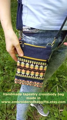 Add a touch of style with our Small Cell Phone Crossbody Bag! Featuring a vibrant Kilim tapestry design and durable denim, this chic crossbody bag is perfect for keeping your phone and essentials secure. With convenient zippers and a versatile design, it’s a fashionable and functional accessory for women on the go. #CellPhoneBag #CrossbodyPurse #KilimTapestry #DenimBag #ZipperedPouch Trendy Crossbody Phone Bag With Zipper Pouch, Casual Multicolor Phone Bag With Cell Phone Pocket, Chic Crossbody Bag, Denim Purse, Cell Phone Bag, Tapestry Bag, Etsy Christmas, Handmade Christmas Ornaments, Functional Accessories