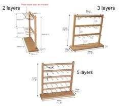 three shelves are shown with measurements for each shelf