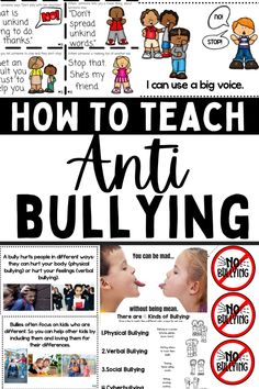 Want to stop bullying? Use the resources in this anti bullying bundle to help kids understand what bullying is and how to stand up to bullies without escalating or being mean themselves. These bullying resources are perfect for classrooms and families who want to focus on bullying and social emotional learning. How To Handle Bullies At School, Elementary Sel, Stand Up To Bullies, Social Emotional Activities, Social Skills Activities, Nursery Activities, Elementary Lesson Plans, School Tips, Program Ideas