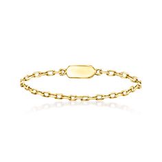 Ross-Simons - 14kt Yellow Gold Cable-Chain Ring Size 8. RS Pure. Modern designs that complete your outfit and complement your personality. Shining in 14kt yellow gold with an ultra-dainty design, this cable-chain ring is a chic minimalist statement to wear solo or stacked. 1/16" wide. 14kt yellow gold cable-chain ring. Jewelry Essentials, Ring Pictures, Chain Ring, Cable Chain, About Us, Ebay Store, Jewelry Rings, Ring Size, Wish List