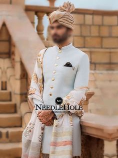 Deepak perwani off white sherwani with pajama and kurta. Men engagement sherwanis dresses at Newark New Jersey sherwani store near me MS201474 White Sherwani, Mayon Dresses