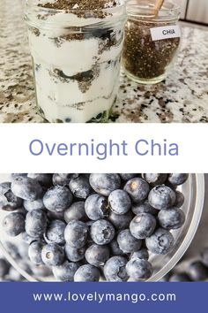 overnight chia recipe with blueberries and yogurt