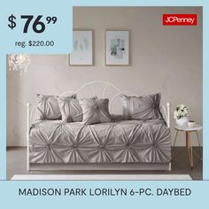 a white daybed with gray pillows on it for $ 76 99 reg $ 200 00