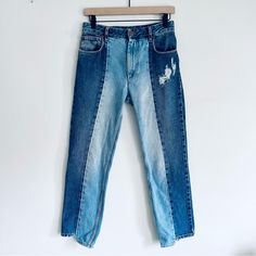 Isabel Marant Etoile Clancy Patchwork Denim Jeans Light Blue Size 38. Good Condition Gently Owned. A Two Tone Denim In Dark Wash Outer Thigh, And Light Wash Inner Thigh. Uneven Step Hem. Cropped, A Slim Straight Leg, High Mid Rise, Offers A Cool, Funky, Edgy Style * 100% Cotton (A Classic Denim With No Stretch) * Made In Morocco * Machine Wash * Distressed Fabric Detail Throughout * Step Hem * Our Style No. Etoi-Wj13 * Manufacturer Style No. Pa0632-16a015e - All Items Are Cleaned And Sanitized - Patchwork Denim Jeans, Outer Thigh, Distressed Fabric, Jeans Light Blue, Patchwork Denim, Edgy Style, Isabel Marant Etoile, Inner Thigh, Denim Patchwork