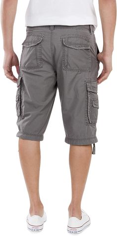 Elevate your casual wardrobe with our Button Fly Belted Cargo Shorts. The button fly closure adds a classic and stylish element to these shorts, while the included belt provides a customizable fit. Crafted from durable and comfortable materials, these shorts are designed for everyday wear. Details: 100% Cotton Button closure Machine Wash Cotton shorts featuring cargo pockets with hook-and-loop flaps and zipper fly with button Adjustable tabs at cuffs Belt Included Longer Length Shorts with 15" Inseam Size Chart: Size Waist (in) Inseam (in) 28 28 - 30 11 30 30 - 32 11 32 33 - 34 11 34 34 - 36 11 36 36 - 38 11 38 38 - 41 11 40 41 - 44 11 42 44 - 46 11 44 46 - 48 11 46 48 - 50 11 48 50 - 52 11 50 52 - 54 11 52 54 - 56 11 54 56 - 58 11 Casual Buttoned Knee-length Bottoms, Knee-length Cotton Bermuda Shorts With Belt Loops, Casual Knee-length Bottoms With Button Closure, Casual Knee-length Bottoms With Buttons, Cotton Knee-length Shorts With Belt Loops, Knee-length Cotton Cargo Bottoms, Knee-length Cotton Bottoms With Button Closure, Cotton Knee-length Bottoms With Buttons, Casual Knee-length Shorts With Belt Loops