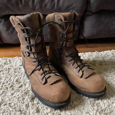 Brand New Never Worn. Rustic Steel Toe Boots With Round Toe, Rugged Closed Toe Boots For Outdoor Work, Rustic Round Toe Work Boots For Outdoor, Rustic Round Toe Waterproof Boots, Rustic Work Boots With Vibram Sole And Round Toe, Rustic Work Boots With Vibram Sole, Rustic Work Boots With Leather Footbed For Outdoor, Rustic Work Boots With Leather Sole For Outdoor, Rustic Leather-sole Work Boots For Outdoor