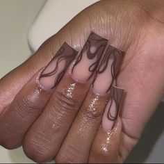 Autumn Nail Ideas Fall Black, Dark And Light Brown Nails, Concert Nails Ideas Short, Khaki Nails Acrylic, Fall Nails Ideas Short, Black And Brown Nails Design, Brown Short Acrylic Nails, Earth Tone Acrylic Nails, Earth Tones Nails