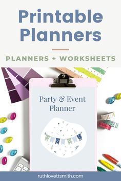 a clipboard with the words printable planners and worksheets next to it