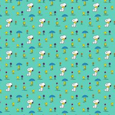 snoopy with an umbrella and stars on a blue background, this is the pattern for peanuts