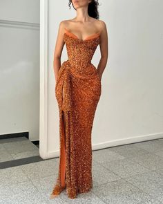 Orange Evening Dresses, Sweetheart Evening Dress, Pleated Party Dress, Sparkly Prom Dress, Sparkly Prom Dresses, Strapless Prom Dress, Mermaid Sequin, Floor Length Prom Dresses, Sweetheart Prom Dress