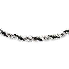 Stainless Steel & Black Tone, 4mm Box & Twisted Rope Necklace, 20 Inch Box Twists, Rope Necklace, Polished Stainless Steel, Box Chain, Lobster Clasp, Two Tone, Unique Design, Silver Bracelet