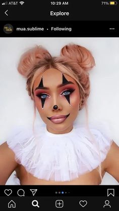 Cute Halloween Makeup Easy Clown, Easy Clown Makeup For Women, Hot Clown Makeup Halloween, Clown Make Up Easy, Clown Makeup For Women, Womens Clown Makeup, Cute Clown Makeup Easy, Easy Halloween Make Up Look, Halloween Make Up Ideas Easy