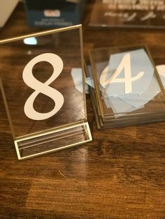 the number eight is displayed on a table