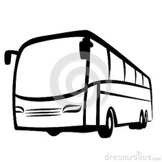 a black and white drawing of a bus on a white background stock photo - image