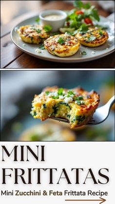 mini frittatas on a plate with a fork