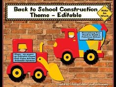 back to school construction theme - editable bulletin board for children's classroom use