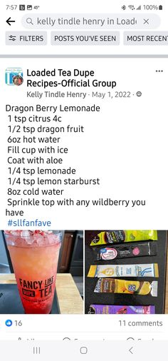 an image of a drink on the app for people to see it in their cell phone