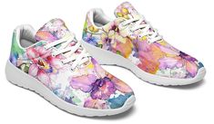 These are the sneakers dreams are made of! They're made with a lightweight, breathable mesh fabric that will keep your feet cool and comfy all day long, while ensuring that you won't feel weighed down no matter where your feet take you. With these gorgeous shoes you'll feel like you're walking on clouds while turning heads with every step! Colourful Socks, Watercolour Flowers, Backpack Lunch Bag, Shoes For Kids, On Clouds, Faux Fur Boots, Shoes Boots Ankle, Winter Sneakers, Gorgeous Shoes