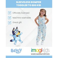 Step into the playful world of Bluey with this charming toddler girls' romper, perfect for family fun and everyday adventures! 

- **Brand:** Bluey
- **Age Group:** Toddler
- **Gender:** Female
- **Color:** Cream
- **Product Type:** Jumpsuit

Featuring a delightful all-over print of ice cream cones and beloved characters Bluey, Bingo, and Muffin, this romper is designed to capture the hearts of little ones and parents alike. Crafted for comfort and style, it's ideal for vacation, family photos, Bluey Outfits, Sister Bingo, Full Body Jumpsuit, Girls Jumpsuit, Bluey And Bingo, Bluey Bingo, Fun Personality, Vacation Family, Family Outings