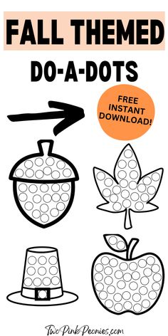 Text that says fall themed do-a-dots free instant download below are mock ups of some of the do-a-dot pages.