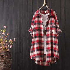 Sku CY-!124220 Material Cotton Style Loose Feature Plaid Neckline Lapel Occasion Casual, Vintage Seasons Autumn, Winter Type Outerwear Color Multi-color Size M~3XL Size Chart: Please consult the size chart we provide for this item's measurements to help you decide which size to buy. Please note: There may be 1-3cm differ due to manual measurement. CM Bust Shoulder Sleeve Waist Hip Thigh Length One size / / / / / / / S / / / / / / / M 98 48 71 / / / 82-88 L 102 49 72 / / / 83-89 XL 106 50 73 / / / 84-90 2XL 110 51 74 / / / 85-91 3XL 114 53 75 / / / 86-92 Elegant Blazers, Blouse Plus Size, Long Coat Women, Loose Shirt, Collars For Women, Plaid Fashion, Loose Blouse, Chiffon Shirt, Shirt Long Sleeve