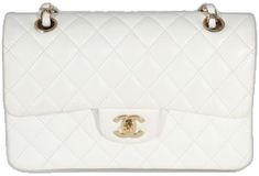 Elegant White Double Flap Shoulder Bag, Classic White Double Flap Bag, White Double Flap Evening Bag, White Evening Bag With Double Flap, White Double Flap Formal Bags, Chic White Double Flap Shoulder Bag, High-end White Shoulder Flap Bag, High-end White Crossbody Flap Bag, White Leather Double Flap Shoulder Bag