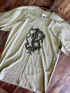 Vintage wooden dog dragon, skateboarding surfer T-shirt, long sleeve size XL Dog Dragon, Dragon Shirt, Wooden Dog, Vintage Clothes, Skateboarding, Skateboard, Gender Neutral, Vintage Outfits, Long Sleeve Tshirt