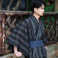 Check out this ⛩️ Black and Grey Traditional Men Kimono ⛩️ Shop & Grab 15% off with code 🎁 JPIN 🎁 #kimono #traditional #japanese #clothing Kimonos For Men, Kimono Male, Japanese Warriors, Filipino Clothing, Japanese Mens Fashion, Japanese Traditional Clothes