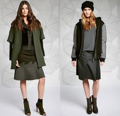 Elie Tahari 2014-2015 Fall Autumn Winter Womens Lookbook Presentation - Jogging Sweatpants Knit Cap Beanie Outerwear Coat Jacket Lace Crochet Sweater Jumper Boots Crop Top Midriff 3D Cutout Furry Ribbed Snake Reptile Multi-Panel Leggings Waffle Quilted Scarf Turtleneck Mohair Skirt Frock Accordion Pleats Sweatshirt Hoodie Dress Zipper Panels Motorcycle Biker Rider - New York Fashion Week NYFW Accordion Pleats, Crochet Hat For Women