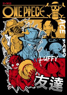 one piece poster with characters in different colors