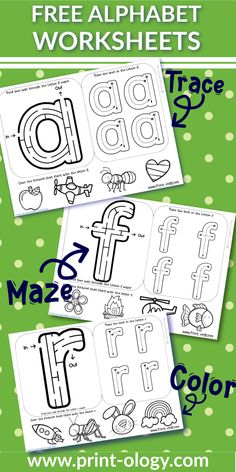 the printable alphabet worksheets for kids to practice their handwriting and coloring skills