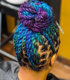 Blue And Purple Locs, Turquoise Locs, Purple Locs, Double Strand Twist, Locs Color