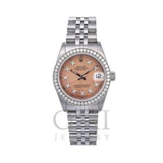 Condition  Pre-Owned Model - Rolex Lady-Datejust Reference Number - 68240 Movement  Automatic Bezel - Stainless Steel Custom Diamond Bezel Dial - Pink Custom Diamond Dial Case Size  31mm Crystal - Scratch-resistant Sapphire Crystal Bracelet - Stainless Steel Jubilee Bracelet Water Resistant - 10 ATM Gender  Women's Box - Rolex Box Size: One Size.  Color: Metal Type.  Gender: male.  Age Group: adult. Buy Rolex, Women Boxing, Luxury Watches For Men, Bezel Diamond, Diamond Watch, Crystal Bracelet, Sapphire Crystal, Crystal Bracelets, Stainless Steel Bracelet