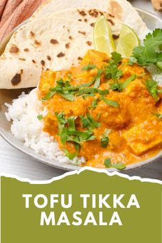 Tofu Tikka Masala in a bowl with rice Indian Tofu, Tofu Tikka Masala, Tofu Tikka, Indian Recipes Vegetarian, Tofu Cubes, Tofu Curry, Tikka Masala Recipe, Tomato Gravy