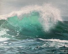 an oil painting of a wave in the ocean