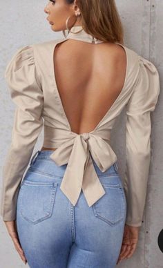 Tie Back Blouse, Women Blouses Fashion, Fashion Top Outfits, Fancy Tops, Backless Blouse, Trendy Fashion Tops, Fancy Blouses, Fancy Blouse Designs, Women Blouses