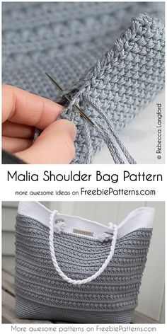 a crocheted bag is shown with text that reads, how to make a shoulder bag pattern