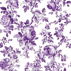 purple and white floral wallpaper with flowers on the left side, in an old fashion style